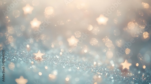 Beautiful sparkling tiny stars twinkling against a dynamic pastel-soft light grey background, creating a delicate and magical visual effect