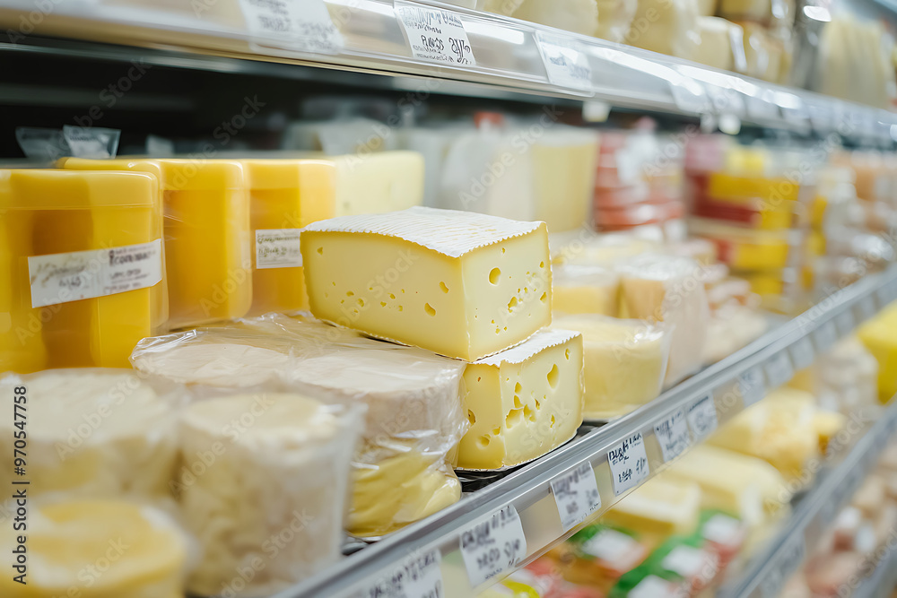 сollection of cheeses on the supermarket counter
сollection of cheeses on the supermarket counter