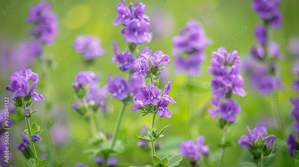 A vibrant display of purple flowers blooming in a lush green field, showcasing nature's beauty and tranquility. A vibrant display of purple flowers blooming in a lush green field, showcasing nature's beauty and tranquility.