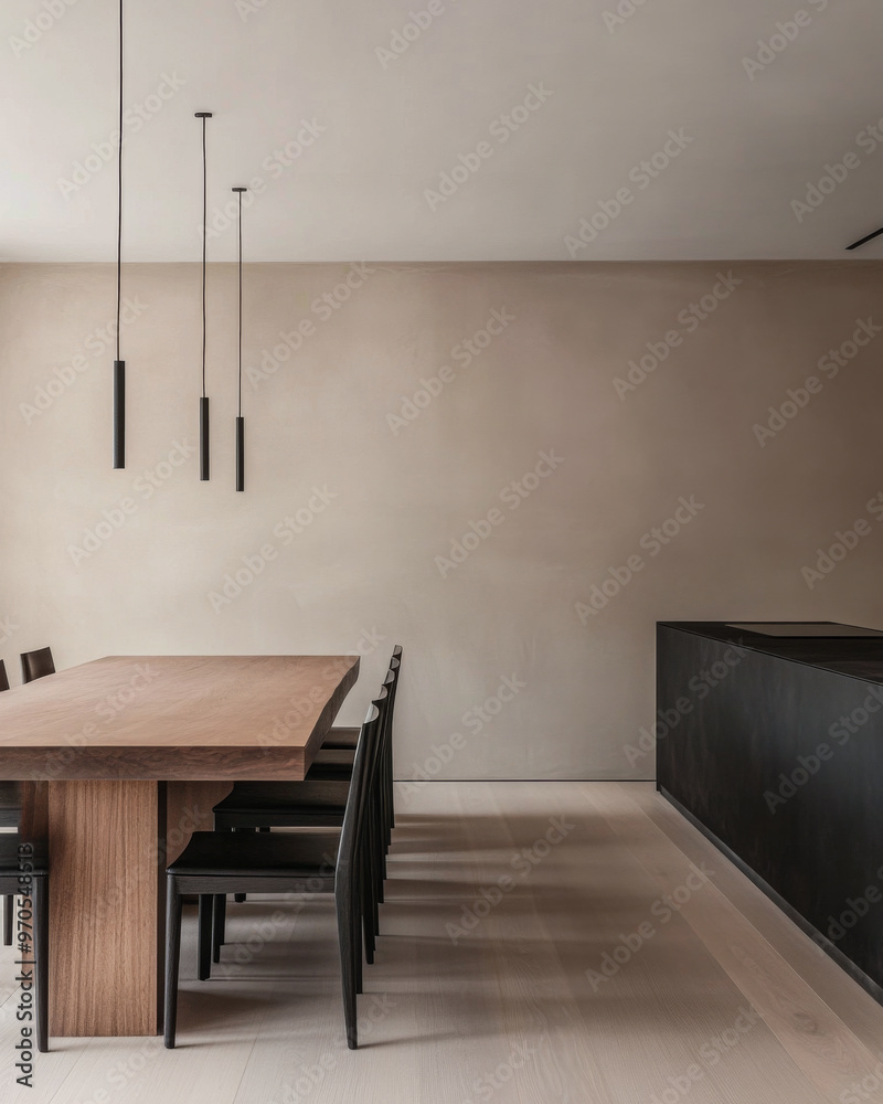 Minimalist luxury dining room space in a premium property with stylish furniture Minimalist luxury dining room space in a premium property with stylish furniture