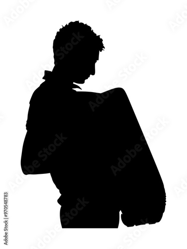 Musician accordion man vector silhouette Illustration isolated. Boy music artist event street entertainment. Performer amusement public. Jazz man. Accordionist male music instrument harmonica player. 
