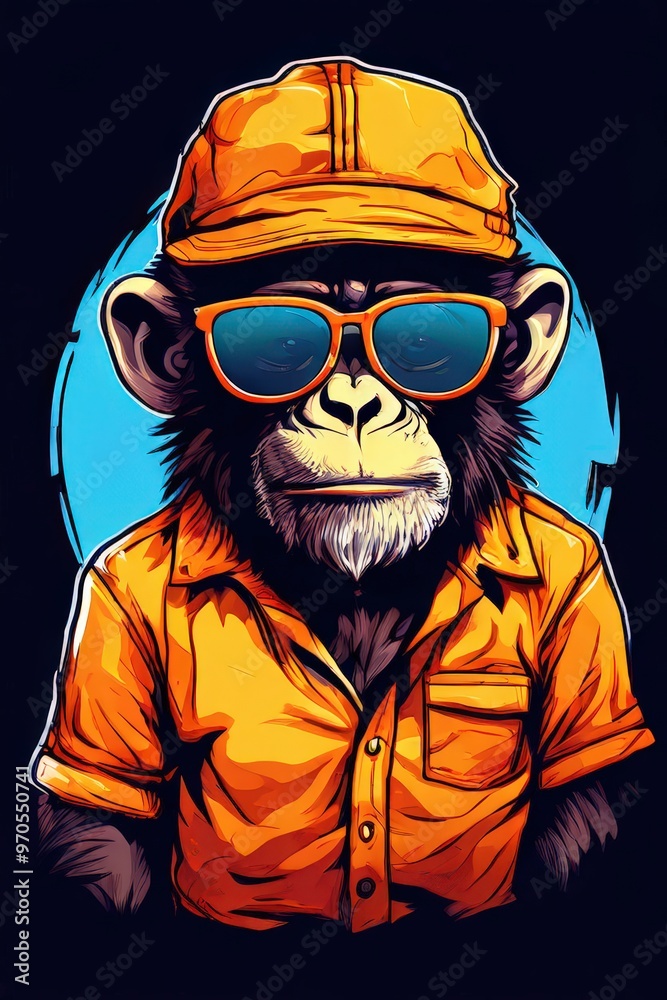 the AI Image Generator, Serious Chimpanzee in Red Firefighter Gear and Yellow Helmet the AI Image Generator, Serious Chimpanzee in Red Firefighter Gear and Yellow Helmet
