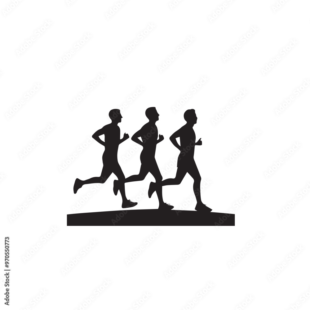 Obraz premium Running man silhouette. Physical exercise man silhouette vector. Running man vector design black and white.