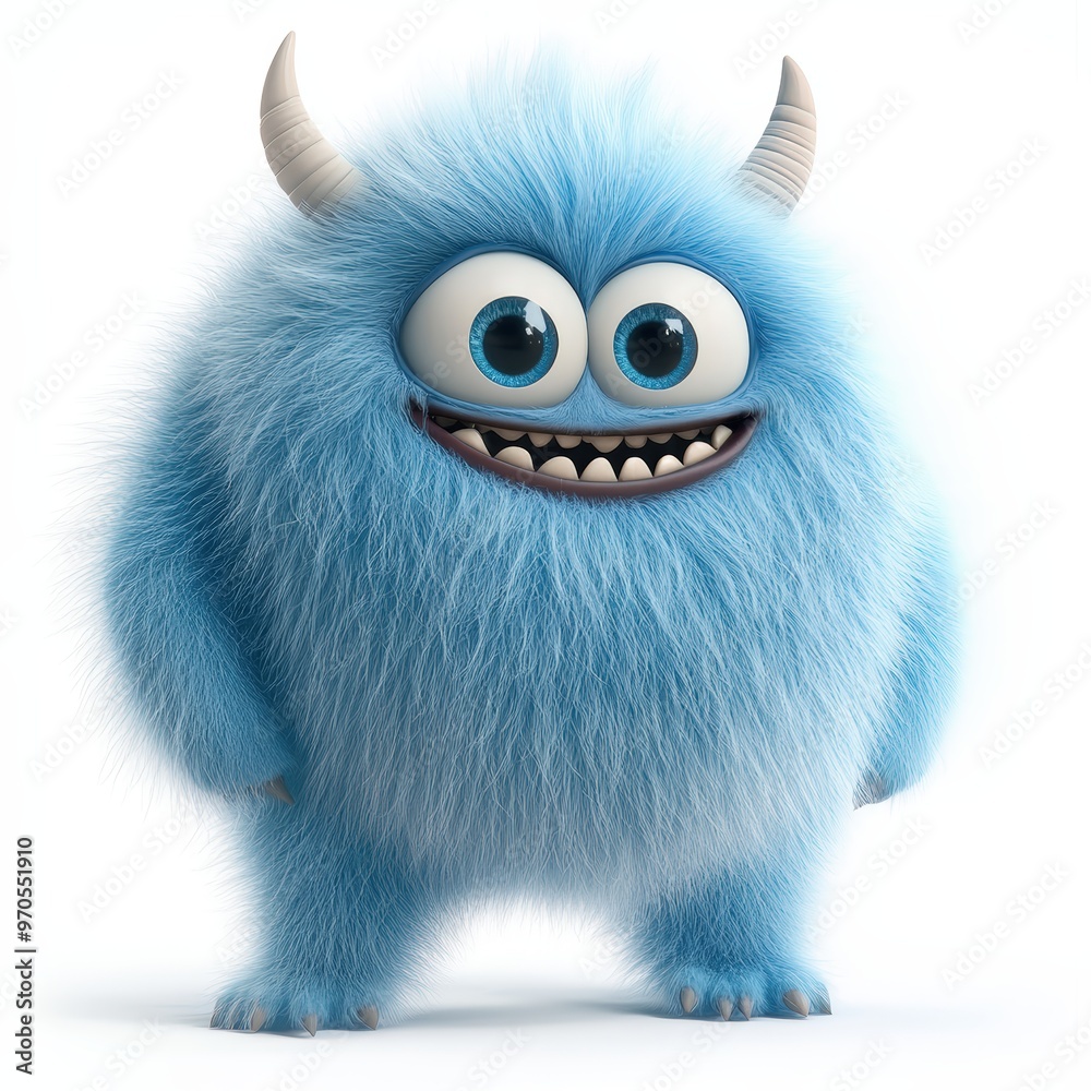 Cute colored furry monster 3D cartoon character. Cute colored furry monster 3D cartoon character.