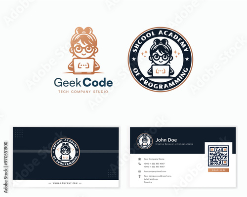 Geek Programmer School Academy Logo template for corporate business