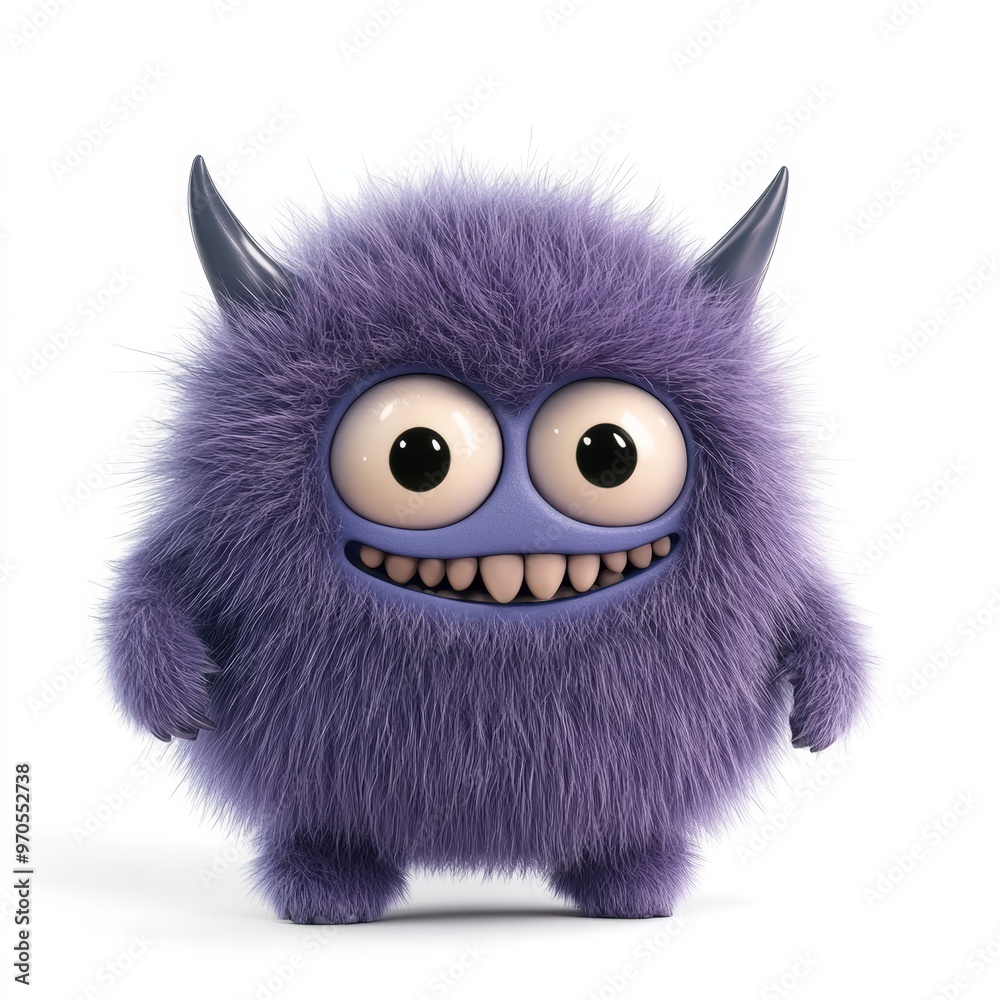 Cute colored furry monster 3D cartoon character. Cute colored furry monster 3D cartoon character.