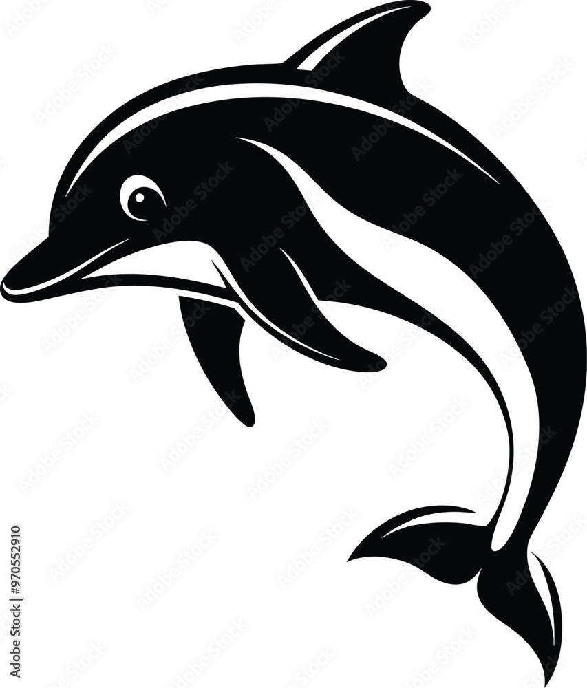 Obraz premium black dolphin vector illustration silhouette, Print