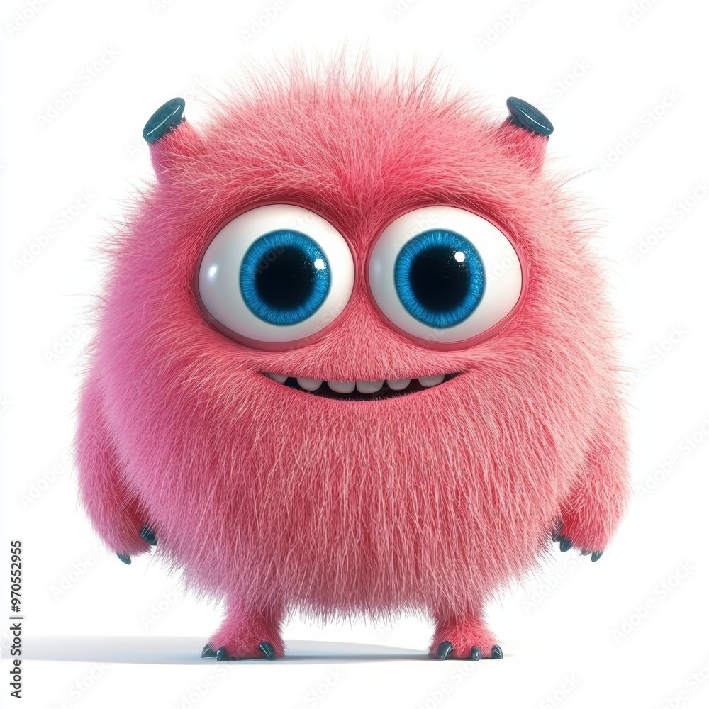 Cute colored furry monster 3D cartoon character. Cute colored furry monster 3D cartoon character.