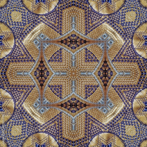 Bild auf Leinwand Traditionally combined tie dye batik and embroidery design made with sublimation block print