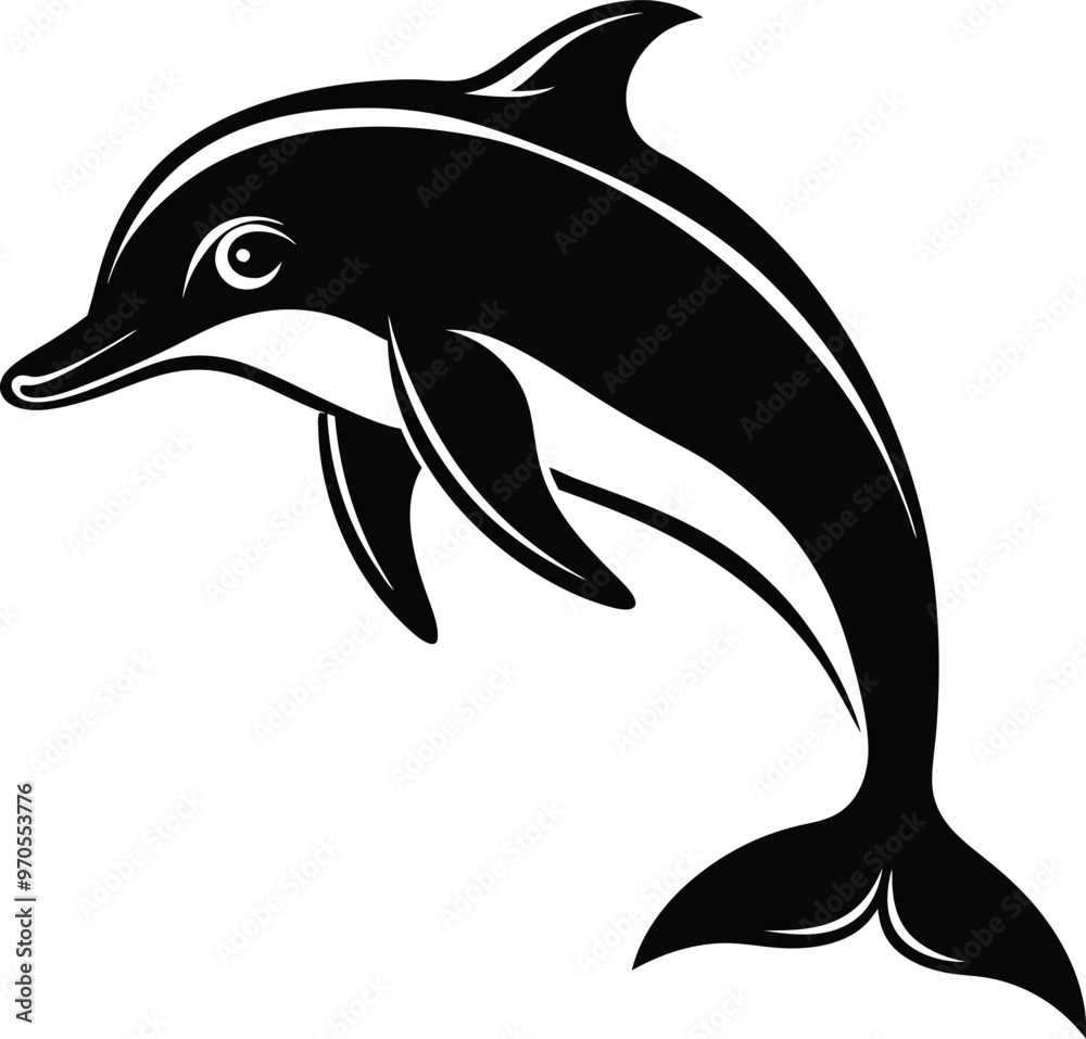 Obraz premium black dolphin vector illustration silhouette, Print