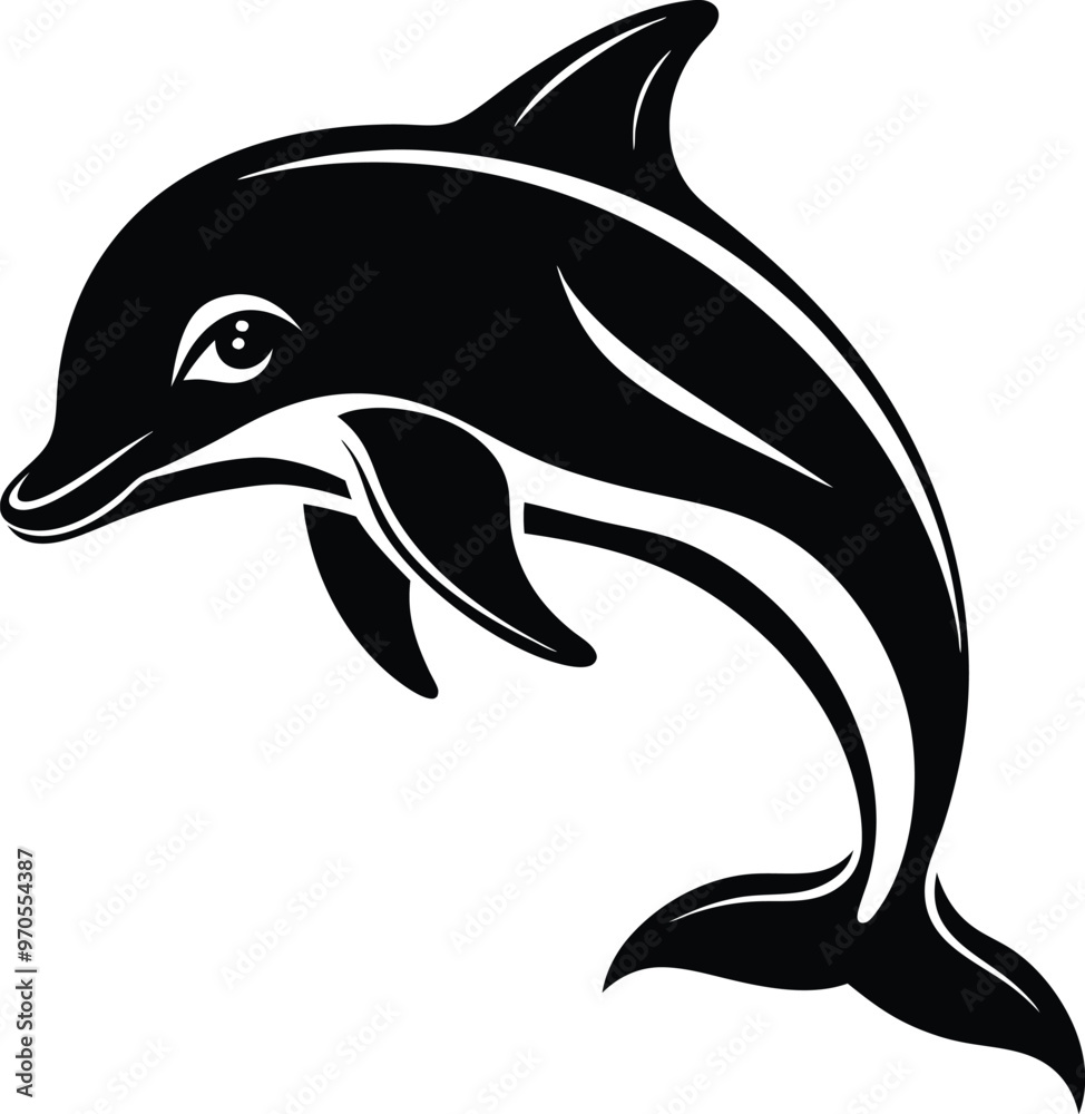 Obraz premium black dolphin vector illustration silhouette, Print