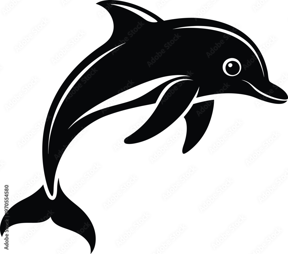 Fototapeta premium black dolphin vector illustration silhouette, Print