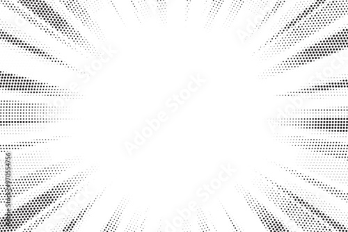 Halftone texture dot radial background, cartoon comic retro pop art dot border, halftone shadow