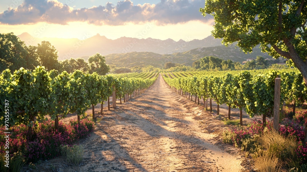 Naklejka premium Vineyard Sunset.