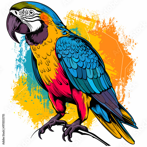 A colorful parrot retro style pop art pin up