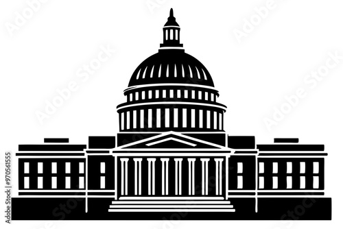 Washington building vector, Washington Capitol building skyline silhouette vector illustration