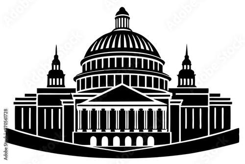 Washington building vector, Washington Capitol building skyline silhouette vector illustration