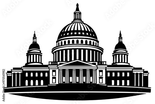 Washington building vector, Washington Capitol building skyline silhouette vector illustration