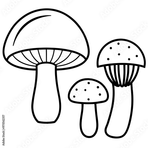 mushroom items outline coloring book page line art drawing