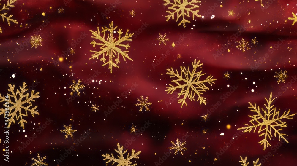 Christmas red background with gold snowflakes Christmas red background with gold snowflakes