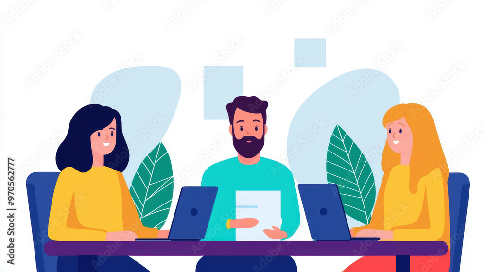 Diverse group of people negotiating in a formal office space, with laptops and documents, business discussion, teambased negotiation Diverse group of people negotiating in a formal office space, with laptops and documents, business discussion, teambased negotiation