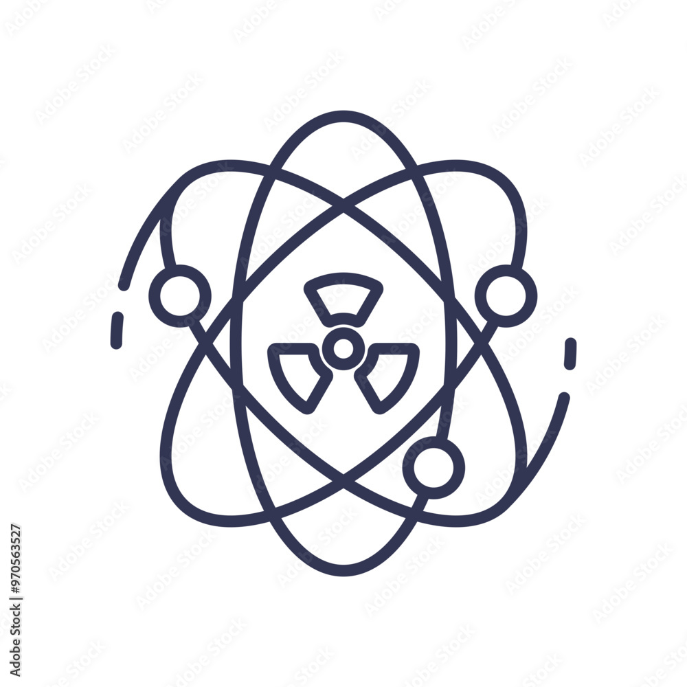 Atomic structure with radiation symbol, representing nuclear energy and radiation concepts. Atomic structure with radiation symbol, representing nuclear energy and radiation concepts.