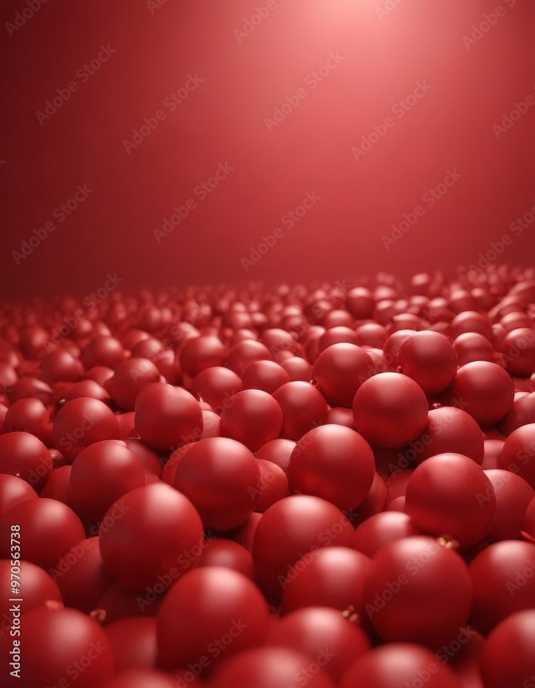 Obraz premium A vibrant red background with a multitude of red spherical objects scattered across it, creating a visually striking and dynamic composition.