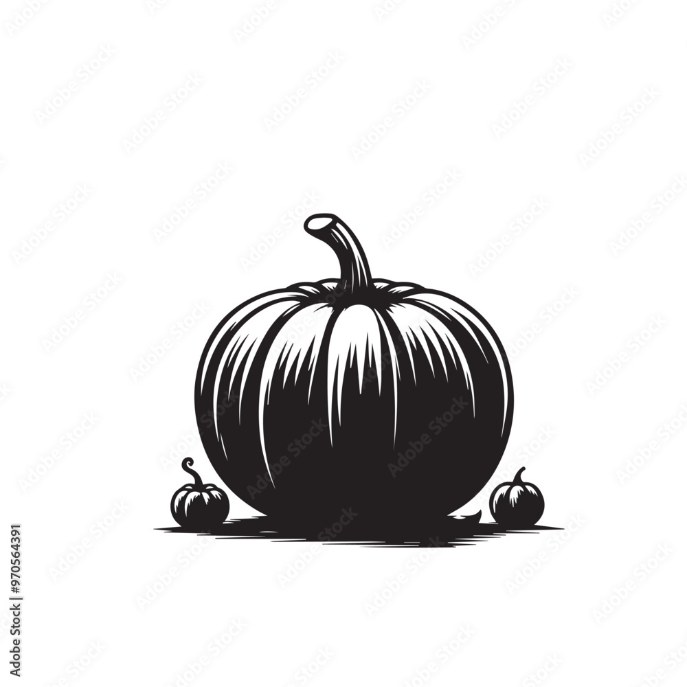 Obraz premium Pumpkin vector design. Pumpkin logo, icon vector illustration. Pumpkin silhouette isolated on white background.
