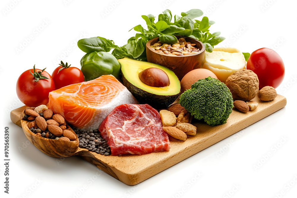 products of keto diet isolated on white background products of keto diet isolated on white background