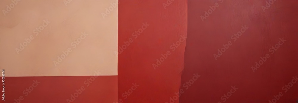 Abstract painting featuring three vertical stripes of different colors: red, pink, and white. Abstract painting featuring three vertical stripes of different colors: red, pink, and white.