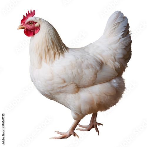 White Chicken Isolated on Transparent Background – High-Resolution Poultry Image