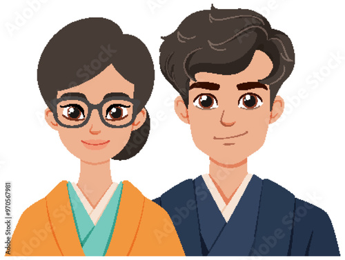 Traditional Couple in Kimono