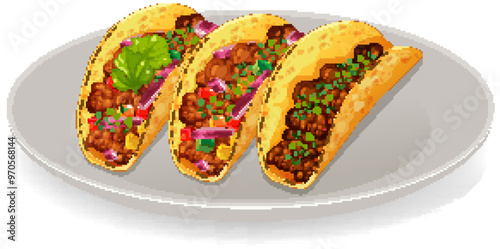 Delicious Mexican Tacos on Plate