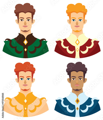 Four Princes in Colorful Attire