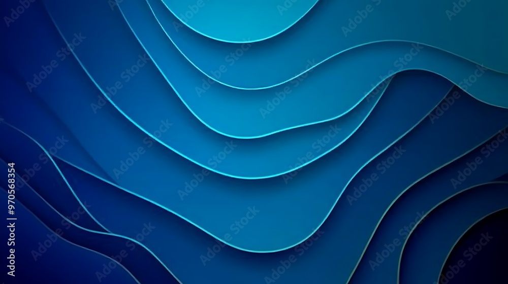 Abstract Blue Curved Layers with Depth and Shadows Abstract Blue Curved Layers with Depth and Shadows