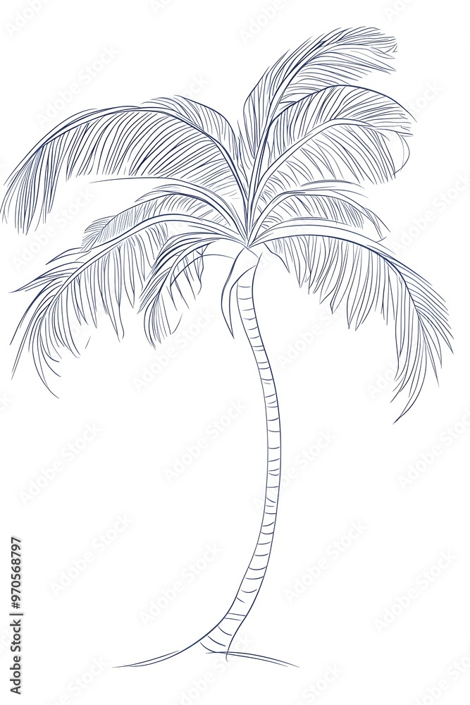 Obraz premium Continuous one line palm tree drawing Isolated on white background vector illustration