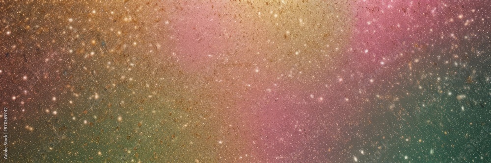 Fototapeta premium a vibrant, multicolored galaxy with a gradient of pink, orange, and green hues, creating a visually striking and dynamic cosmic scene.