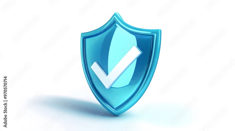 cartoon 3d Icon safety shield check mark perspective . Blue symbol security safety icon. Checkmark in minimalistic style. 3d vector illustration. white background cartoon 3d Icon safety shield check mark perspective . Blue symbol security safety icon. Checkmark in minimalistic style. 3d vector illustration. white background