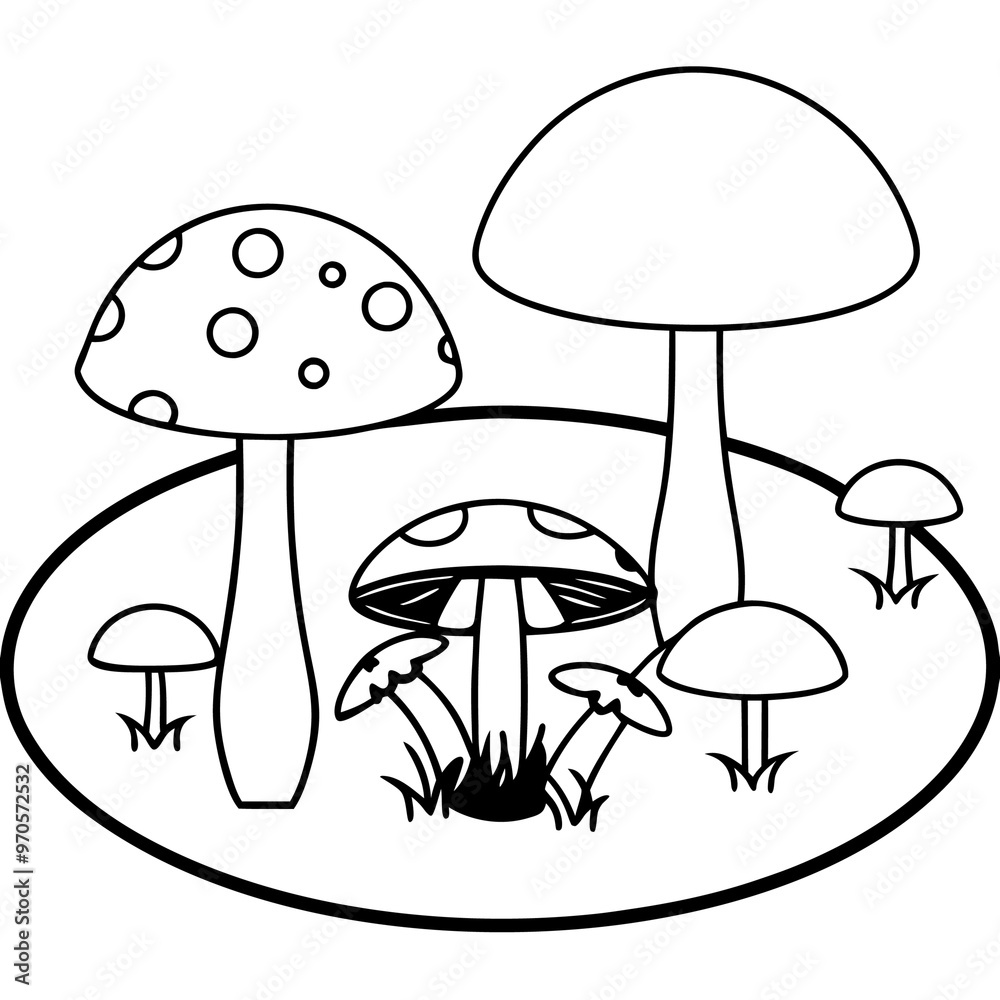 mushrooms and pond outline coloring book page line art drawing mushrooms and pond outline coloring book page line art drawing