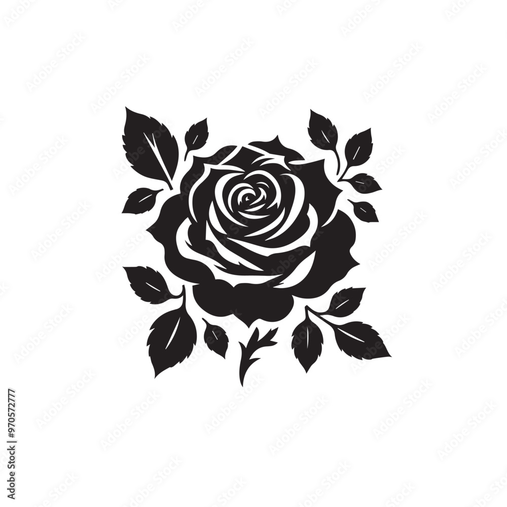 Rose vector design. Rose logo with leaf. Rose vector illustration isolated on white background. Rose vector design. Rose logo with leaf. Rose vector illustration isolated on white background.