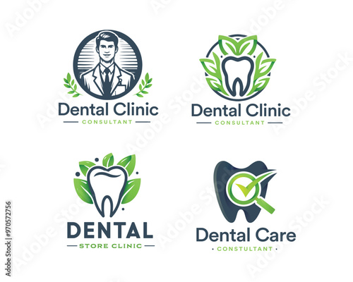 Set dental clinic professional logo template for medical business