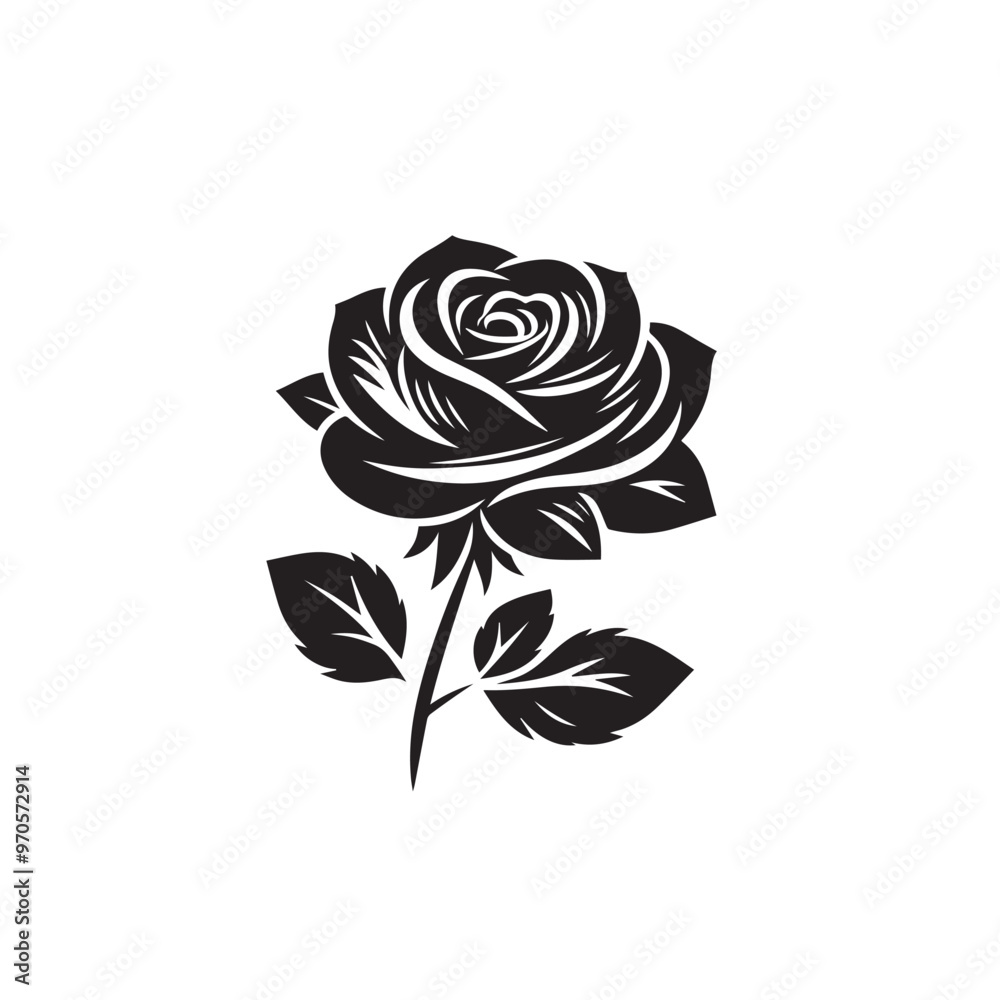 Rose vector design. Rose logo with leaf. Rose vector illustration isolated on white background. Rose vector design. Rose logo with leaf. Rose vector illustration isolated on white background.