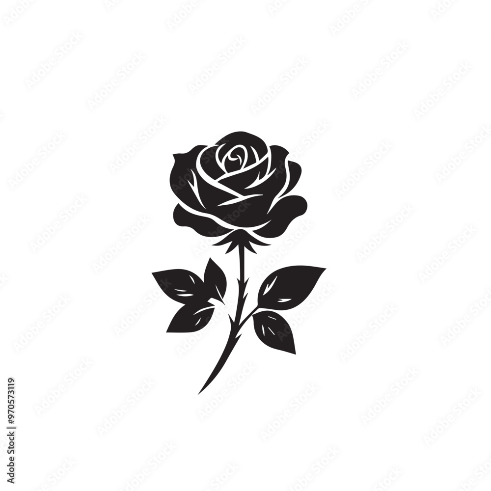 Rose vector design. Rose logo with leaf. Rose vector illustration isolated on white background. Rose vector design. Rose logo with leaf. Rose vector illustration isolated on white background.