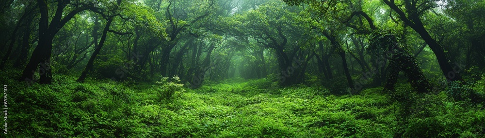 Lush green forest with efforts in restoring ecosystems and preserving nature, creating a vibrant and healthy environment. Lush green forest with efforts in restoring ecosystems and preserving nature, creating a vibrant and healthy environment.
