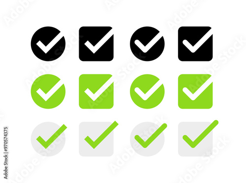 Agree collection icons. Silhouette and flat style. Vector icons.