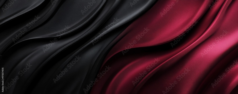 Obraz premium Elegant black and red silky waves pattern