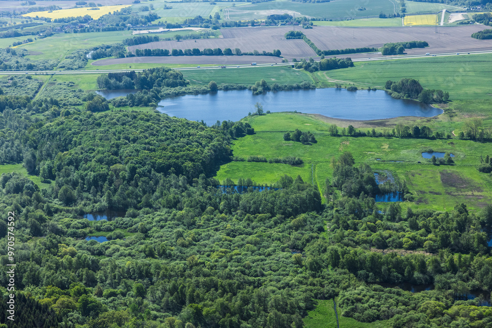 Aerial landscape of rural green landscape in Denmark. Aerial landscape of rural green landscape in Denmark.