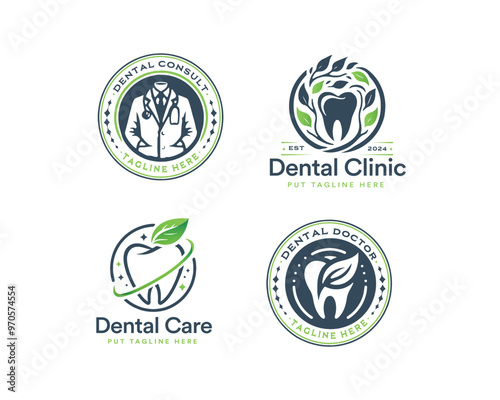 Set dental clinic professional logo template for medical business