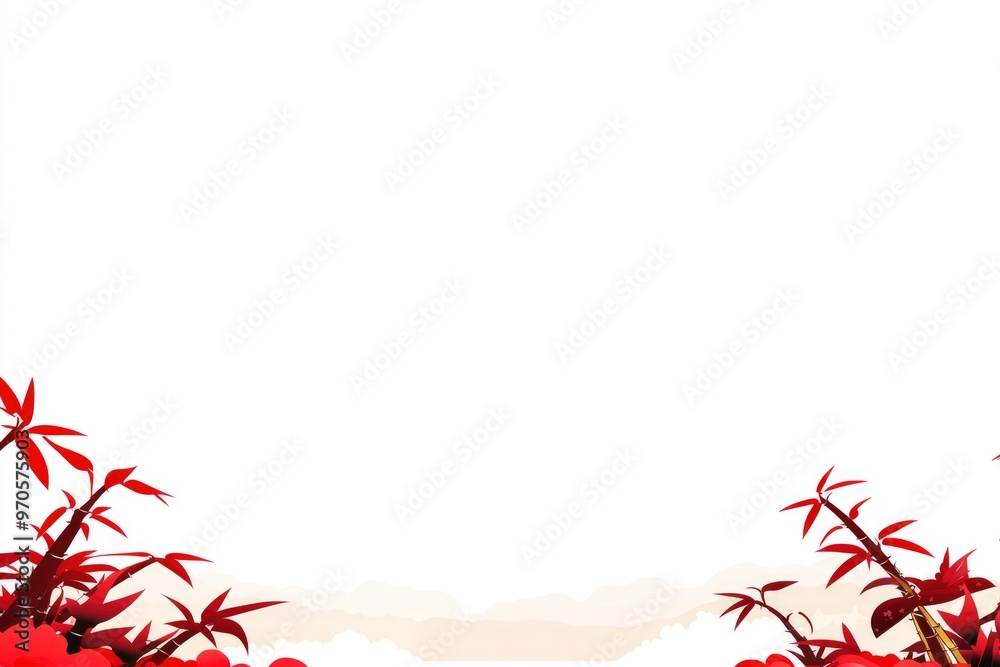 White Background with Red Floral Border White Background with Red Floral Border
