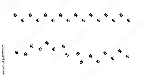 Cat paws tracks icons. Silhouette style. Vector icons.